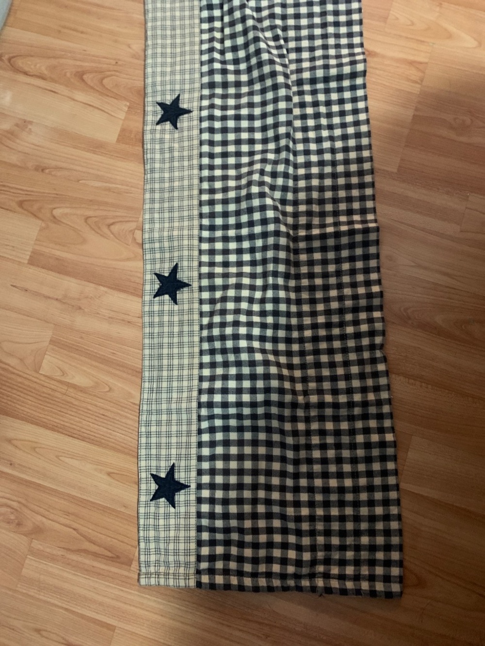 Primitive Gingham Navy Curtains - Picture 2 of 4